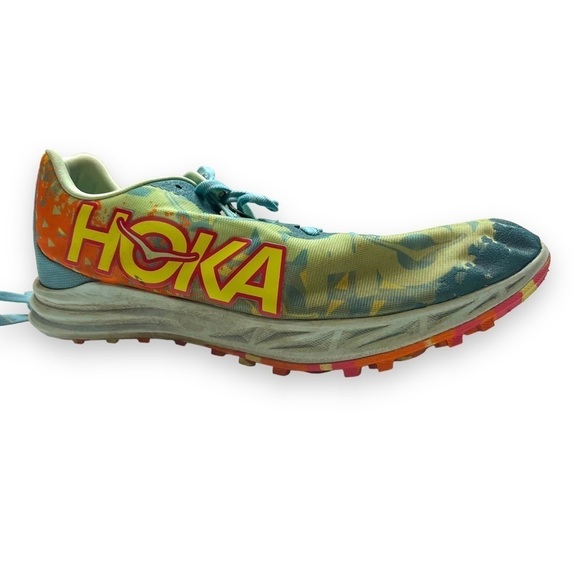 Hoka One One Track Cross Country Shoe Size 9 Green Orange No Spikes Lace Up - Picture 1 of 7